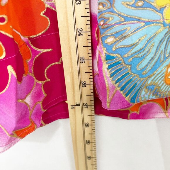 NEW Diane Gilman Pink Multicolor Beaded Artsy Long Sleeve Blouse Silk LARGE - Picture 8 of 8